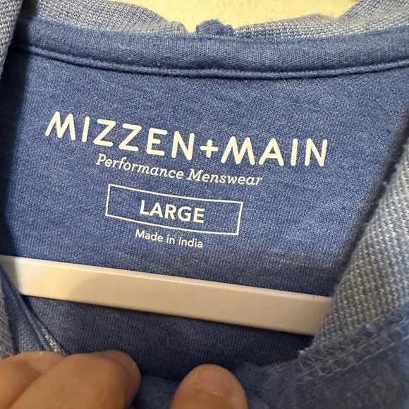 Mizzen Main Light Blue Heather Fairway Hooded Henley Performance Stretch‎ Large - Picture 2 of 6